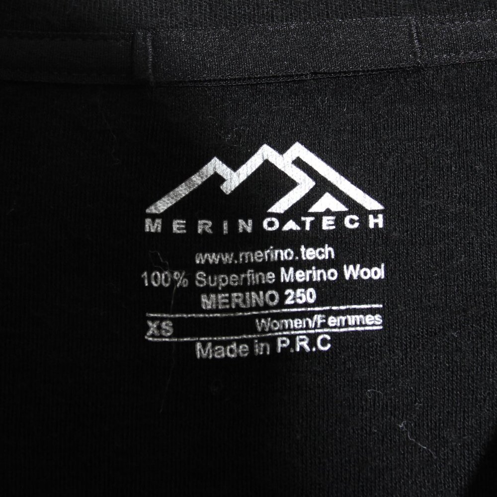 Merino Tech Women's 100% Superfine Merino Wool Long Sleeve 250 Top Black Size XS - Picture 12 of 13
